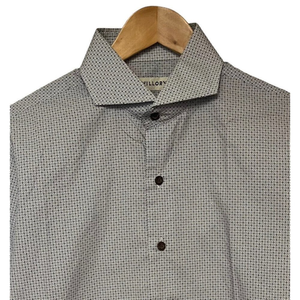Twillory Men's Button Front Shirt White/Blue Floral Cotton 16 34/35 Tailored Fit